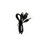 A black cable with three different connectors: a micro USB, a standard USB, and a 3.5mm audio jack. Produktbild-Vorschau