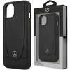 A black Mercedes-Benz branded iPhone 15 case is shown in its packaging next to the case itself. Voir les images du produit