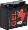 A black battery with red and white labeling, shown from a diagonal angle. Produktbild-Vorschau