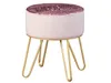 A pink velvet stool with sequined top and gold metal legs on a white background. Produktbild-Vorschau