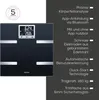 A digital scale with its features listed next to it. Produktbild-Vorschau