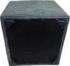 The underside of a gray corduroy ottoman with black corner protectors. Náhled obrázku produktu