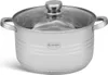 A stainless steel pot with a glass lid on a white background. Náhled obrázku produktu