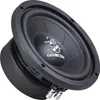 A black subwoofer speaker with a silver logo. Produktbild-Vorschau