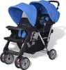 vidaXL Poussette tandem acier bleu et noir Voir les images du produit 11