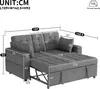 A diagram showing the dimensions of a gray sofa bed. Anteprima dell’immagine prodotto