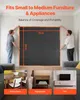Two people holding up a large black blanket on a wall, with smaller images of furniture below. Anteprima dell’immagine prodotto