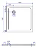 Technical drawing of a shower tray with dimensions. Produktbild-Vorschau