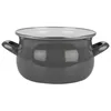 A gray enamel pot with two handles on a white background. Podgląd zdjęcia produktu