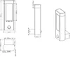 Technical drawings and a 3D render of an outdoor LED wall light. Produktbild-Vorschau