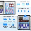 A mini refrigerator with various items inside and diagrams illustrating its capacity. Produktbild-Vorschau