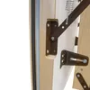 Close-up view of the mechanical components of a wooden attic ladder, showing hinges, springs, and mounting brackets. Produktbild-Vorschau