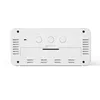 The back of a white digital alarm clock is shown against a white background. Produktbild-Vorschau