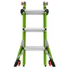 A front view of a green multi-functional telescopic ladder against a white background. Podgląd zdjęcia produktu
