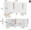 Sideboard Weiß Gold 152x40x75 cm - Moderne Anrichte mit Produktbild-Vorschau 4
