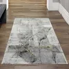 Tappeto moderno da salotto astratto in grigio crema oro Anteprima dell’immagine prodotto 1