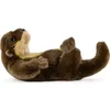 A plush toy otter lying on its back against a white background. Produktbild-Vorschau