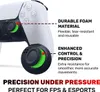 A close-up view of a white gaming controller with green and black accessories attached to the analog sticks. Produktbild-Vorschau