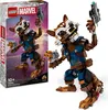 A LEGO Marvel Rocket & Baby Groot building set box and the assembled toy. Produktbild-Vorschau
