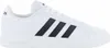 A white Adidas sneaker with black stripes is shown from the side against a white background. Anteprima dell’immagine prodotto