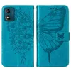 Lederhülle für Motorola Moto E13 Schmetterling Prägung Flip Produktbild-Vorschau 2