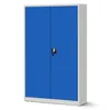 A blue metal cabinet with two doors and a lock. Podgląd zdjęcia produktu