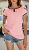 ASKSA Sommer Damen T-Shirt Rundhals Kurzarm Blütenblatt Produktbild-Vorschau 2