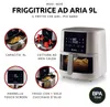 A collage of images showcasing an air fryer and its features, with text descriptions and a main product shot. Náhled obrázku produktu