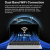 A laptop is shown with graphics and text highlighting its dual-band WiFi capabilities. Produktbild-Vorschau