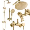 Aufputz-Duschsystem Gold gebürstet mit Regendusche, Produktbild-Vorschau 1