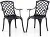 Two black metal garden chairs are shown from the front on a white background. Podgląd zdjęcia produktu