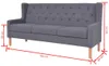 vidaXL 3-tlg. Sofa-Set Stoff Grau Produktbild-Vorschau 6