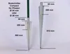Two metal ground sleeves for fence posts are shown against a white background, with dimensions indicated by text and lines. Produktbild-Vorschau