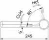 A technical drawing of a faucet component with dimensions and angles indicated. Anteprima dell’immagine prodotto