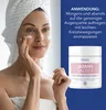 A woman applying eye cream, with the product jar shown next to application instructions. Produktbild-Vorschau