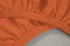 A close-up view of an orange fitted sheet with elasticized edges. Produktbild-Vorschau