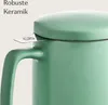 Teetasse mit Sieb und Deckel - Keramik Türkis - Hält Lange Produktbild-Vorschau 4