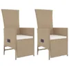 vidaXL 3-tlg. Garten-Essgruppe mit Kissen Beige Poly Rattan Produktbild-Vorschau 3