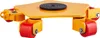 A yellow furniture dolly with red wheels is shown against a white background. Podgląd zdjęcia produktu
