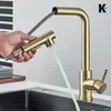 FELIX | Premium Edelstahl ausziehbare Küchenarmatur Gold Produktbild-Vorschau 3