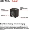 Wartungsfreier Blei-Akku 12 V/4,5 Ah, faston 4,7 mm Voir les images du produit