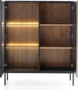 An open cabinet with wooden shelves and interior lighting. Produktbild-Vorschau