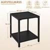 A diagram showing the dimensions and load capacity of a black side table. Produktbild-Vorschau