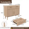 A diagram showing the dimensions of a wooden cabinet, with a separate illustration of a drawer. Podgląd zdjęcia produktu