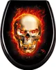 A toilet seat cover with a flaming skull design. Náhled obrázku produktu