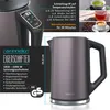 A close-up marketing image of a kettle, with feature callouts and lifestyle images of beverages. Produktbild-Vorschau