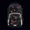 A black backpack with a pink camouflage pattern and reflective elements. Náhľad obrázku produktu