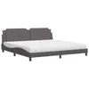 Möbel Bett mit Matratze Grau 200x200 cm Kunstleder - Produktbild-Vorschau 2