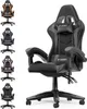 A collection of gaming chairs in different colors, with one chair prominently displayed in the foreground. Produktbild-Vorschau