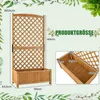 A wooden planter box with a trellis attached, shown with dimensions and a close-up view of the planter. Podgląd zdjęcia produktu